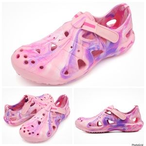 Ladies size 6 pink tie dye water gardening clog shoes NWOT